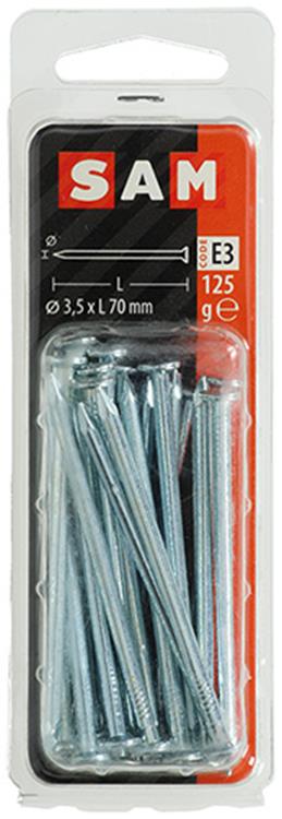 Mack 1017154 – Nagel mit flachem Kopf, verzinkter Stahl, 125 g, 3,5 x 70 mm | 5 Stück