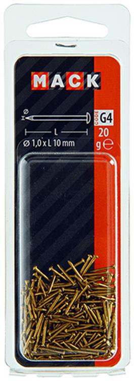 Mack 1017166 – Nagel konvexer Kopf Messing 20 gr 1,0 x 10 mm | 10 Stück