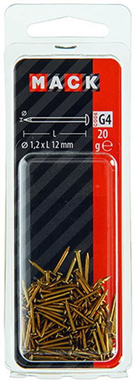 Mack 1017167 - Nagel konvexer Kopf Messing 20 gr 1,2 x 12 mm | 10 Stück