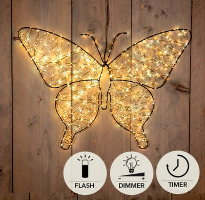 Anna's Collection beleuchteter Schmetterling 43 cm 600 LED IP44 mit Blitzfunktion, Timer-Dimmer