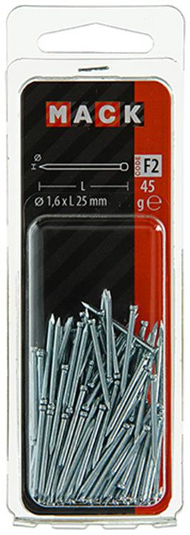 Mack 1017175 – Nagel Rundkopf Stahl gehärtet 45 Grad 1,6 x 25 mm | 10 Stück