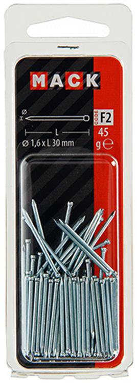 Mack 1017176 – Nagel Rundkopf Stahl gehärtet 45 Grad 1,6 x 30 mm | 10 Stück