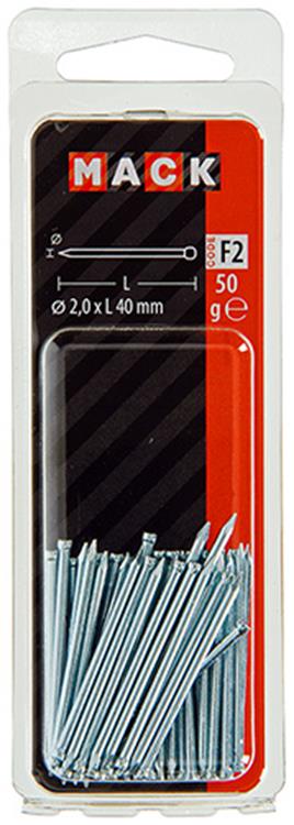 Mack 1017177 – Nagel Rundkopf Stahl gehärtet 50 Grad 2,0 x 40 mm | 10 Stück