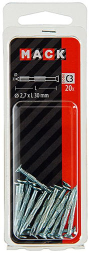 Mack 1017186 – Stahlrippennagel UK St. gehärtet + verzinkt 20 Stück 2,7 x 30 mm | 10 Stück - afbeelding 2