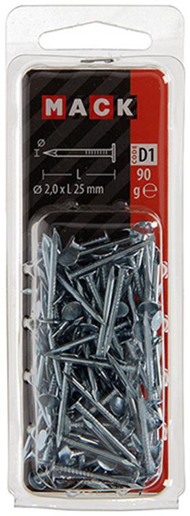 Mack 1017198 – Deckennagel aus verzinktem Stahl 90 g 2,0 x 25 mm | 5 Stück