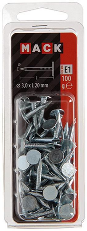 Mack 1017201 – Schiefernagel Stahl verzinkt 100 gr 3,0 x 20 mm | 5 Stück
