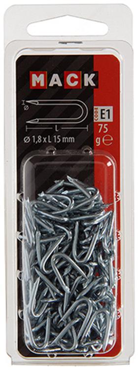 Mack 1017207 – Klammerstahl verzinkt 75 g 1,8 x 15 mm | 5 Stück