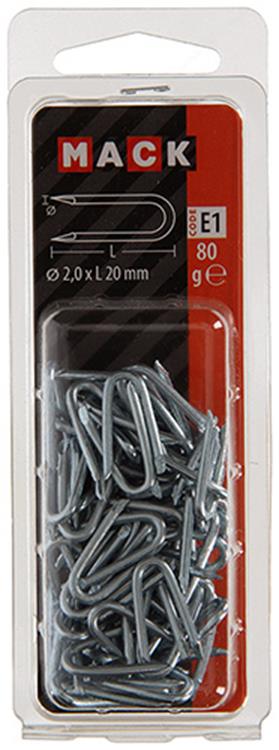 Mack 1017208 – Klammerstahl verzinkt 80 gr 2,0 x 20 mm | 5 Stück