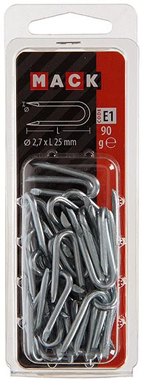 Mack 1017209 – Klammerstahl verzinkt 90 gr 2,7 x 25 mm | 5 Stück