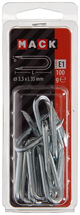 Mack 1017211 – Klammerstahl verzinkt 100 gr 3,5 x 35 mm | 5 Stück