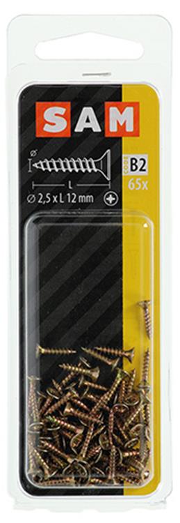 Mack 1017213 - Spanplattenschraube mit Kopf gelb plattiert 65 Stück 2,5 x 12 mm | 10 Stück