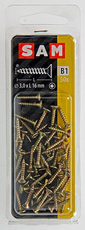 Mack 1017216 - Spanplattenschraube mit Kopf gelb plattiert 50 Stück 3,0 x 16 mm | 10 Stück