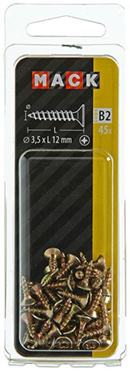 Mack 1017221 - Spanplattenschraube mit Kopf gelb plattiert 45 Stück 3,5 x 12 mm | 10 Stück