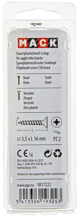 Mack 1017222 - Spanplattenschraube mit Kopf gelb plattiert 40 Stück 3,5 x 16 mm | 10 Stück