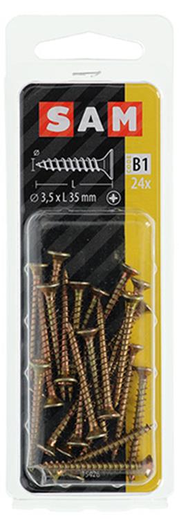 Mack 1017226 - Spanplattenschraube mit Kopf gelb 24 Stück 3,5 x 35 mm | 10 Stück