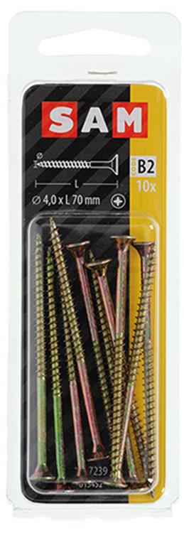 Mack 1017239 - Spanplattenschraube mit Kopf gelb plattiert 10 Stück 4,0 x 70 mm | 10 Stück