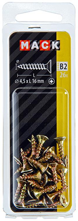 Mack 1017240 - Spanplattenschraube mit Kopf gelb 26 Stück 4,5 x 16 mm | 10 Stück