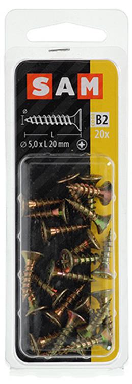 Mack 1017251 - Spanplattenschraube mit Kopf gelb 20 Stück 5,0 x 20 mm | 10 Stück