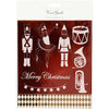 Vivi Gade Dekofolie und Transferblatt, Nussknacker, Weihnachtsmann und Ballerina, Blatt 15x15 cm, Gold, Rot, Weiß, 4 Blatt 1 Box