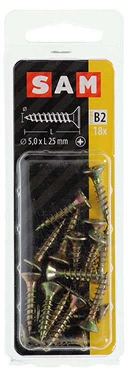 Mack 1017252 - Spanplattenschraube mit Kopf gelb plattiert 18 Stück 5,0 x 25 mm | 10 Stück