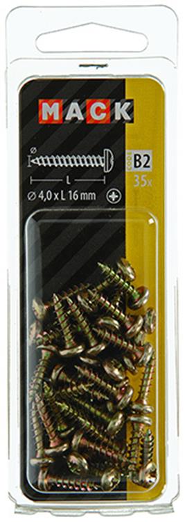 Mack 1017271 - Spanplattenschraube Zylinderkopf gelb plattiert 35 Stück 4,0 x 16 mm | 10 Stück