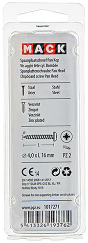 Mack 1017271 - Spanplattenschraube Zylinderkopf gelb plattiert 35 Stück 4,0 x 16 mm | 10 Stück - afbeelding 3
