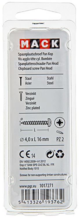 Mack 1017271 - Spanplattenschraube Zylinderkopf gelb plattiert 35 Stück 4,0 x 16 mm | 10 Stück