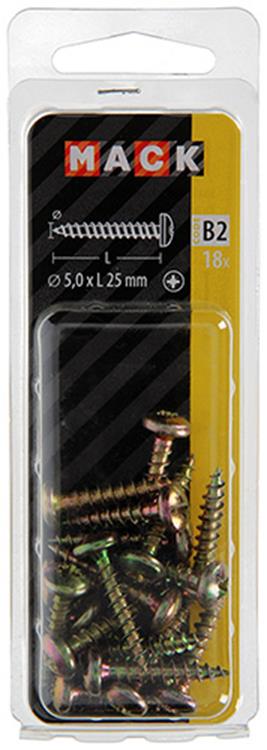 Mack 1017278 - Spanplattenschraube Zylinderkopf gelb plattiert 18 Stück 5,0 x 25 mm | 10 Stück