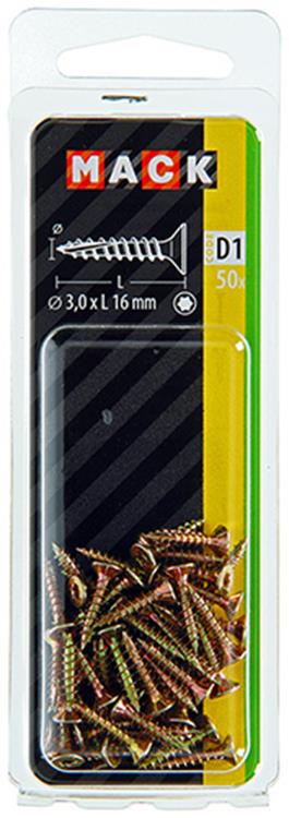 Mack 1017281 - spainplschr.vzkop-selfb. gelb plattiert 50 Stück 3,0 x 16 mm | 10 Stück