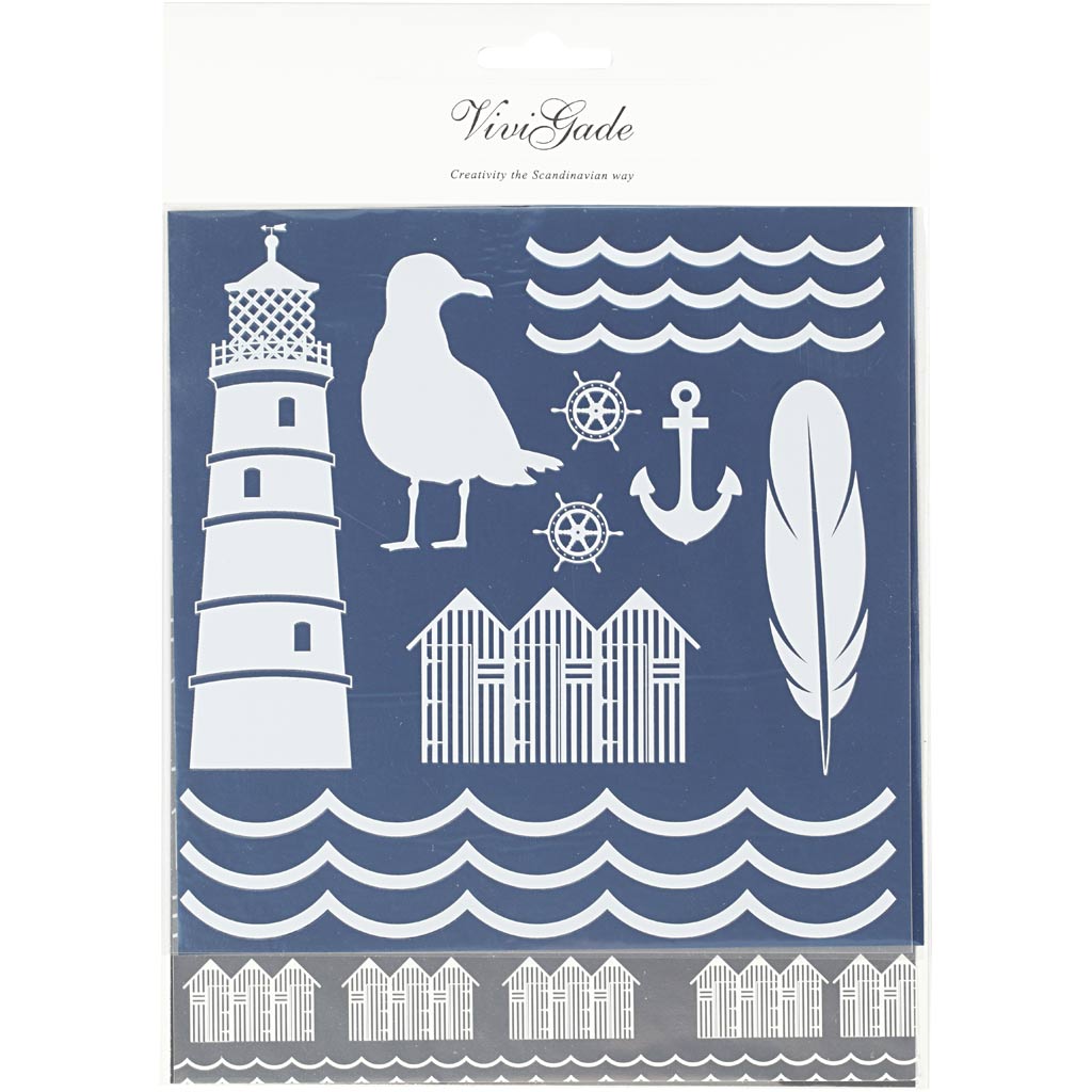Creativ Company Dekofolie und Transferbogen, Leuchtturm, Bogen 15x15 cm, blau, silber, 2x2 Bögen 1 Karton