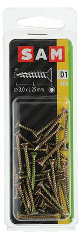 Mack 1017283 - spainplschr.vzkop-selfb. gelb plattiert 40 Stück 3,0 x 25 mm | 10 Stück