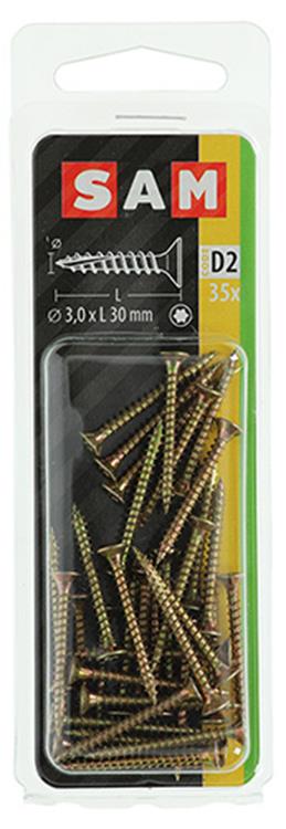 Mack 1017284 - spainplschr.vzkop-selfb. gelb plattiert 35 Stück 3,0 x 30 mm | 10 Stück