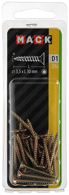 Mack 1017288 - spainplschr.vzkop-selfb. gelb plattiert 26 Stück 3,5 x 30 mm | 10 Stück