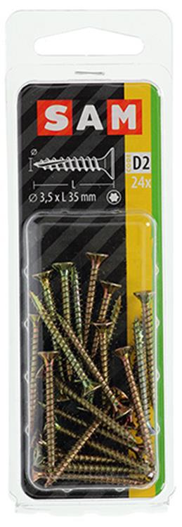 Mack 1017289 – Chip-Schraubenkopf zur Selbstmontage, gelb plattiert, 24 Stück, 3,5 x 35 mm | 10 Stück
