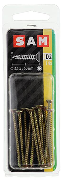 Mack 1017291 - spainplschr.vzkop-selfb. gelb plattiert 14 Stück 3,5 x 50 mm | 10 Stück