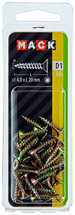 Mack 1017293 - spainplschr.vzkop-selfb. gelb plattiert 30 Stück 4,0 x 20 mm | 10 Stück