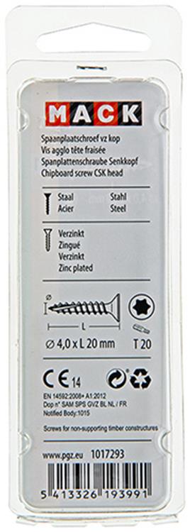 Mack 1017293 - spainplschr.vzkop-selfb. gelb plattiert 30 Stück 4,0 x 20 mm | 10 Stück