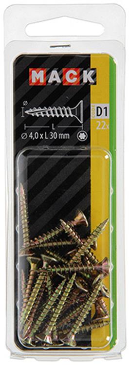 Mack 1017295 - spanienplschr.vzkop-selbstmontage gelb plattiert 22 Stück 4,0 x 30 mm | 10 Stück