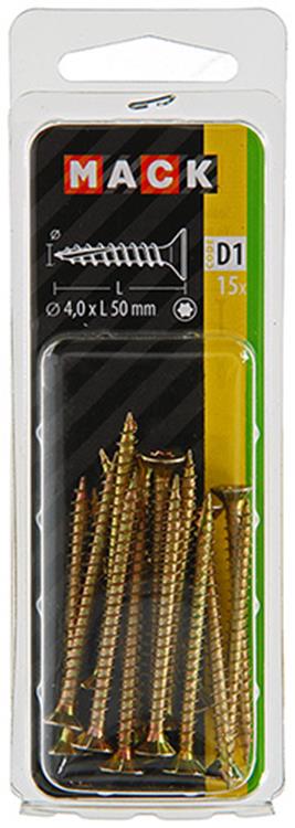 Mack 1017299 - spainplschr.vzkop-selfb. gelb plattiert 15 Stück 4,0 x 50 mm | 10 Stück