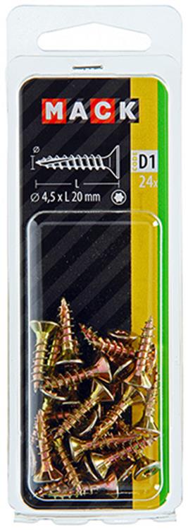 Mack 1017301 - spanienplschr.vzkop-selbstmontage gelb plattiert 24 Stück 4,5 x 20 mm | 10 Stück
