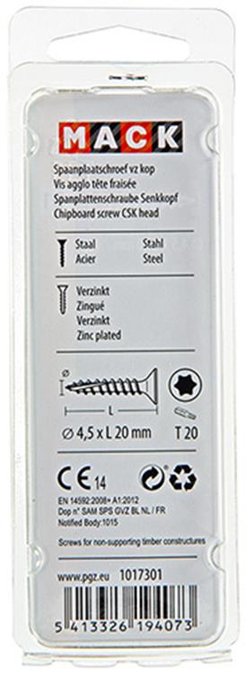 Mack 1017301 - spanienplschr.vzkop-selbstmontage gelb plattiert 24 Stück 4,5 x 20 mm | 10 Stück