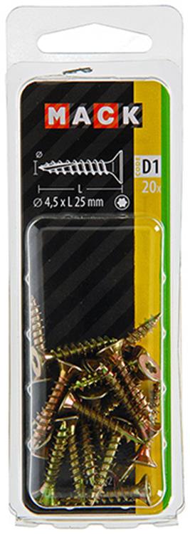 Mack 1017302 - spanienplschr.vzkop-selbstmontage gelb plattiert 20 Stück 4,5 x 25 mm | 10 Stück