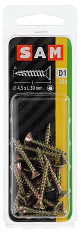 Mack 1017303 - spanienplschr.vzkop-selbstmontage gelb plattiert 18 Stück 4,5 x 30 mm | 10 Stück