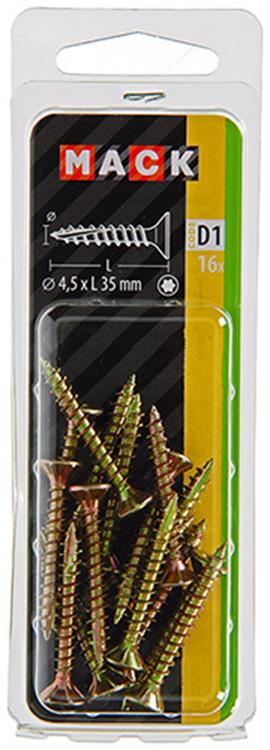 Mack 1017304 - spainplschr.vzkop-selfb. gelb plattiert 16 Stück 4,5 x 35 mm | 10 Stück