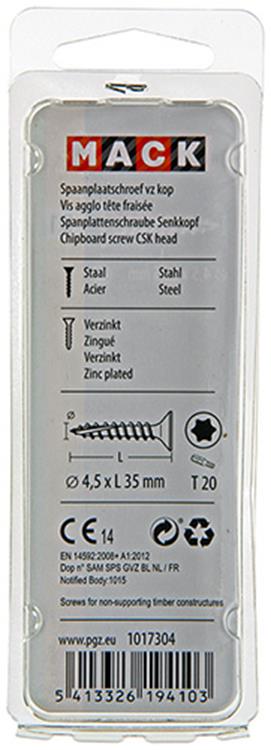 Mack 1017304 - spainplschr.vzkop-selfb. gelb plattiert 16 Stück 4,5 x 35 mm | 10 Stück
