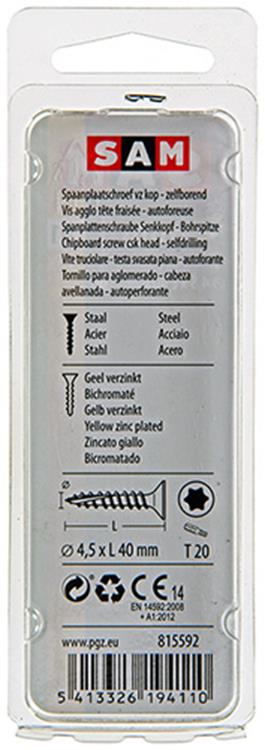 Mack 1017305 - spanienplschr.vzkop-selbstmontage gelb plattiert 15 Stück 4,5 x 40 mm | 10 Stück