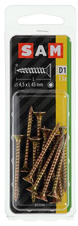 Mack 1017306 - spanienplschr.vzkop-selbstmontage gelb plattiert 13 Stück 4,5 x 45 mm | 10 Stück