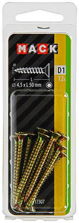 Mack 1017307 - spaanplschr.vzkop-selbstmontage gelb plattiert 12 Stück 4,5 x 50 mm | 10 Stück - afbeelding 2