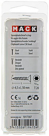 Mack 1017307 - spaanplschr.vzkop-selbstmontage gelb plattiert 12 Stück 4,5 x 50 mm | 10 Stück - afbeelding 3