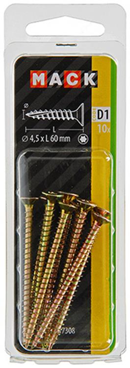 Mack 1017308 - spanienplschr.vzkop-selbstmontage gelb sat.10 Stück 4,5 x 60 mm | 10 Stück